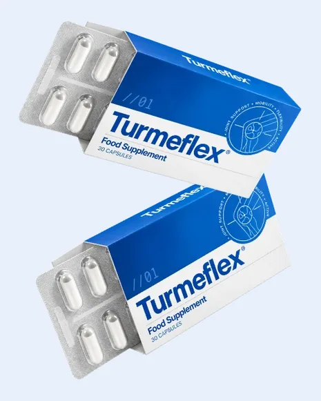 Zwei Turmeflex Faltschachteln mit Kapselblistern
